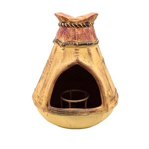 Terracotta Clay Tabletop Chiminea Candle Holder Votive Tealight Incense Handmade